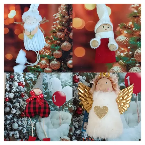 Creative Christmas Tree Ornaments Plush Angel Doll Cloth Hanging Pendant Heart Star Xmas Holiday Party Home Decoration