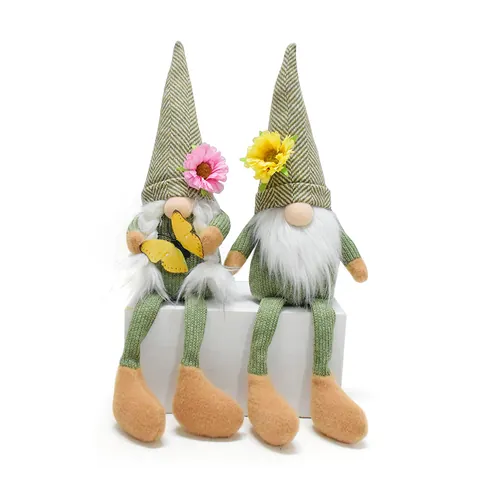 Spring Gnome Faceless Doll Handmade Knitted Plush Sunflower Butterfly Tomte Ornament For Home Farmhouse Tiered Tray Decor Gift