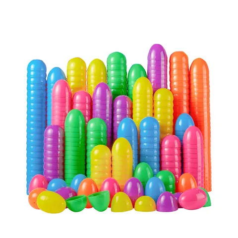 Easter Eggs Plastic Refillable Surprise Eggs Shells For Kids Party Hunt Game Favors DIY Crafts Multi-colored Eggs Home Decor
