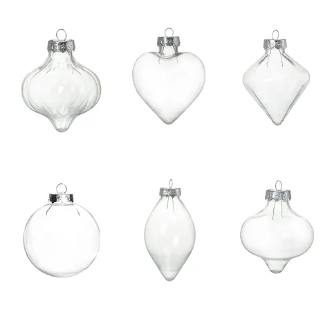 Adornos de Navidad de Plástico PET Transparente Bolas Huecas Colgantes Varias Formas Decoraciones de Árbol para Fiestas DIY Adornos Rellenables
