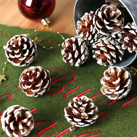 Natural Pine Cones With White Tips Snow Effect For Christmas Tree Decoration DIY Craft Wreath Holiday Home Decor Photo Prop