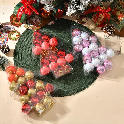Shatterproof Plastic Foam Christmas Ball Ornament Set Star Tree Gift Box Xmas Tree Hanging Decorations For Festival Birthday Party Decor
