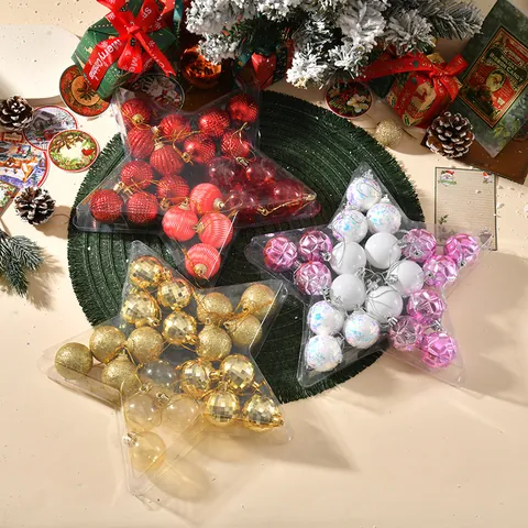 Shatterproof Plastic Foam Christmas Ball Ornament Set Star Tree Gift Box Xmas Tree Hanging Decorations For Festival Birthday Party Decor