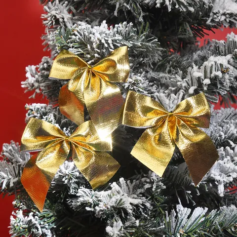 Mini Decorative Christmas Tree Bows Fabric Velvet Burlap Bowknot Ornaments For Festive Holiday Party Home Decoration Hanging Accessories