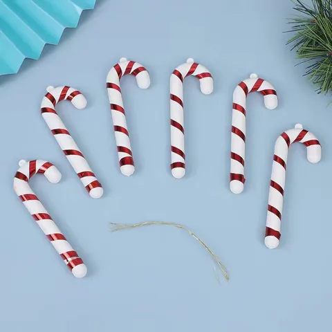 Festive Christmas Tree Hanging Candy Cane Ornaments Plastic Spiral Striped Decorative Hooks For Holiday Party Home Decor