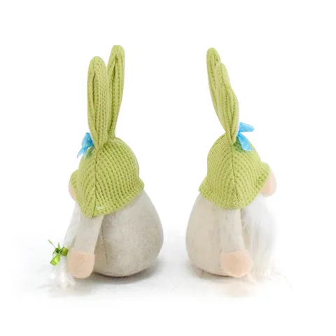 Easter Green Bunny Ear Gnome Plush Figurine Faceless Rudolph Doll Tabletop Ornament For Spring Holiday Party Decoration