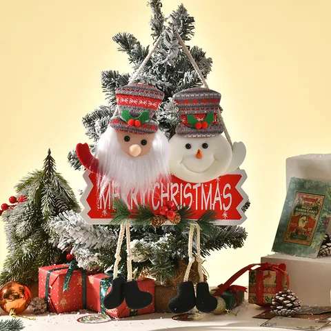 Adorno Colgante de Árbol de Navidad de Tela Figura de Papá Noel Muñeco de Nieve Decoración Navideña para Hogar Fiesta