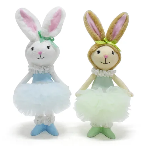 Sweet Easter Plush Bunny Rabbit Ornament With Lace Tutu Skirt For Easter Home Decoration Party Favors Cute Stuffed Animal Doll