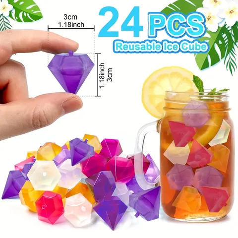 Reusable Plastic Ice Cubes Multicolor Diamond Shaped Fast Cooling Beverage Ice Cubes For Home Bar Party Supplies