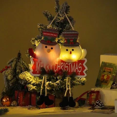 Adorno Colgante de Árbol de Navidad de Tela Figura de Papá Noel Muñeco de Nieve Decoración Navideña para Hogar Fiesta