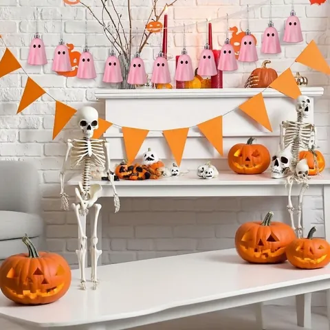 Décorations à Suspendre en Plastique Fantôme Effrayant Halloween Pendentif Fantôme Drôle pour Fête Maison Accessoires de Maison Hantée