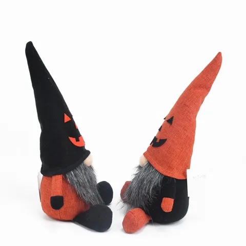 Halloween Faceless Gnome Plush Doll Decoration With Pumpkin Face Hat Rudolph Gnome Ornament For Festive Home Party Table Decor