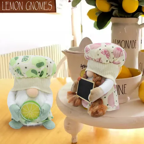 Gnomes de Décoration de Poupée Sans Visage sur le Thème du Citron d'Été Ornements en Polyester Adorable Tomte Suédois Rudolf