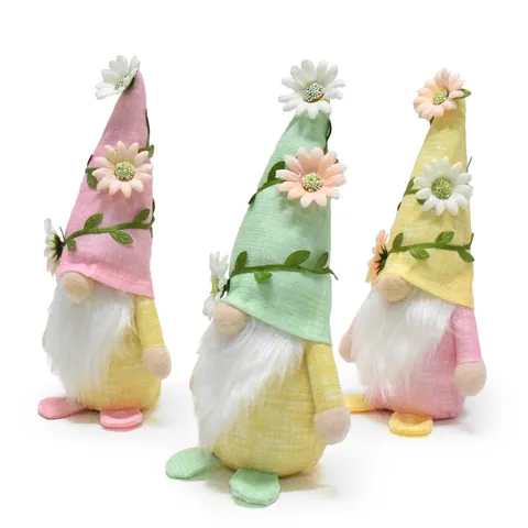 Pastoral Spring Summer Floral Gnome Plush Doll Handmade Daisy Faceless Rudolph Gnome Collection For Home Party Desktop Decor