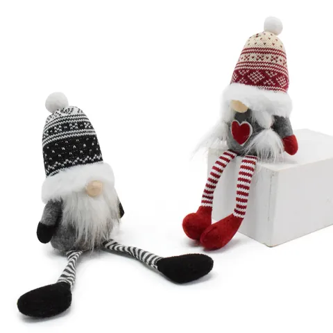 Nordic Knitted Christmas Gnome Faceless Doll Ornament Rudolf Plush Toy With Hanging Long Legs For Holiday Home Decor