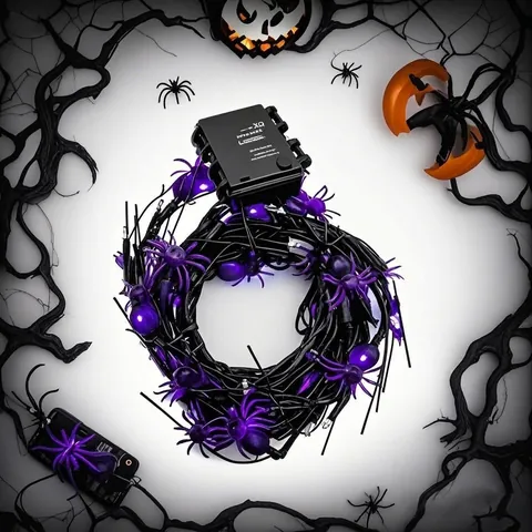Halloween Purple Spider LED String Lights Battery Operated Waterproof Neon Lights For Home Party Yard Festival Decor