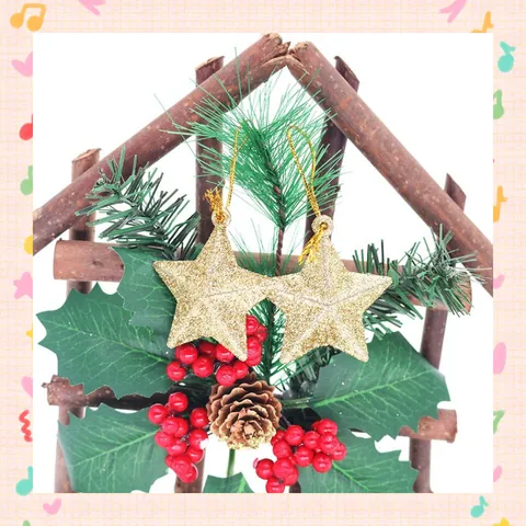Festive Christmas Tree Decoration Plastic Glitter Star Ornaments Gold Silver Red Shimmering Pentagram Hanging Party Home Decor
