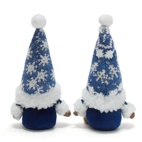 Blue Christmas Gnome Ornament Snowflake Rudolph Faceless Doll Nordic Plush Home Decoration Xmas Table Ornament Gift