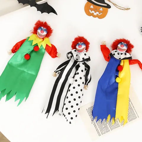 Halloween Horror Clown Pendant Scary Circus Clown Doll Hanging Ornaments Haunted House Party Props Festival Decorations