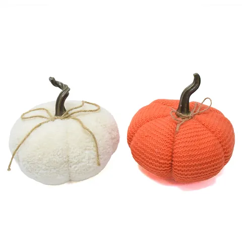 Large Cloth Pumpkin Ornament Harvest Thanksgiving Decor Knitted Sherpa Pumpkin For Home Fall Autumn Party Farmhouse Decoration