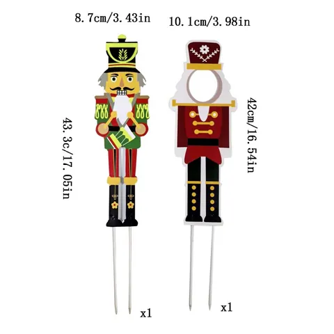 Nutcracker Soldier Christmas Garden Stake Painted Metal Iron Outdoor Lawn Ornament Festive Holiday Party Yard Decor