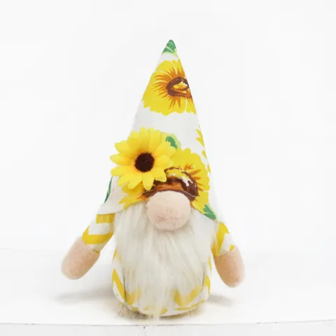 Handmade Sunflower Gnome Faceless Doll Ornament Spring Summer Striped Hat Elf Dwarf Plush Figurine For Home Decor Office Gift