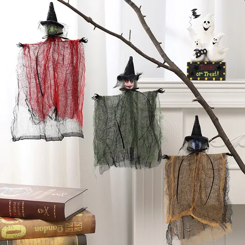 Halloween Horreur Sorcière Suspendue Fantôme Décoration Visage Effrayant Pendentif Pour Maison Hantée Accessoires De Fête Intérieur Extérieur