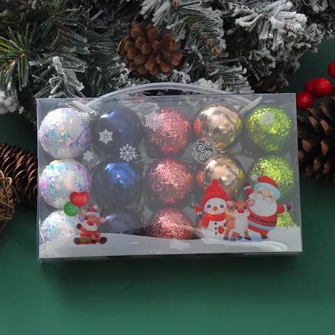 Christmas Balls Ornaments Set Glitter Matte Mirror Decorative Hanging Baubles For Christmas Tree Holiday Party Home Decor