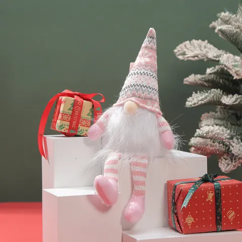 Christmas Faceless Gnome Plush Doll Ornament Striped Long Leg Forest Man Figurine Sequin Hat Xmas Home Decor Gift