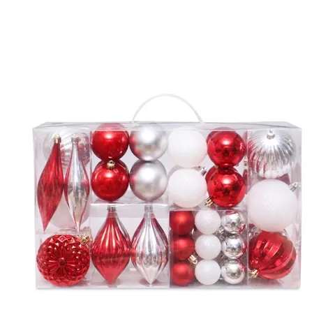 Festive Rosso Verde Bianco Argento Palle di Natale PVC Plastica Appeso Palline per Decorazione Albero di Natale Casa Festa Vacanza Decor