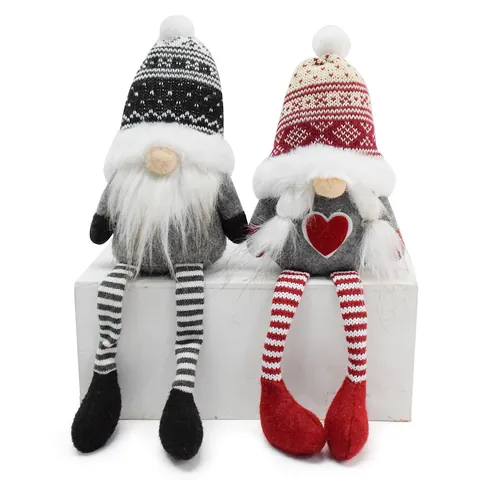 Nordic Knitted Christmas Gnome Faceless Doll Ornament Rudolf Plush Toy With Hanging Long Legs For Holiday Home Decor