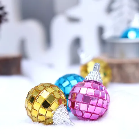 Colorful Christmas Mirror Ball Ornaments Mini Disco Balls For Christmas Tree Decoration Party Home Decor Gold Blue Pink