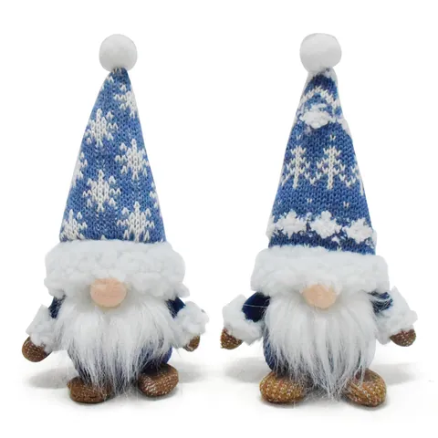 Blue Christmas Gnome Ornament Snowflake Rudolph Faceless Doll Nordic Plush Home Decoration Xmas Table Ornament Gift
