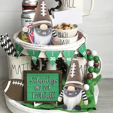 American Football Theme Gnome Plush Faceless Doll Sporty Rudolph Figurine For Football Fans Gift Desktop Ornament Home Decoration