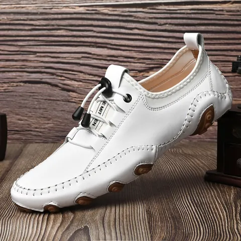 Heren Casual Microvezel Loafers Comfortabele Antislip Rijschoenen Ademende Platte Loafers Voor Heren Wit Zwart Blauw Grote Maat Schoenen