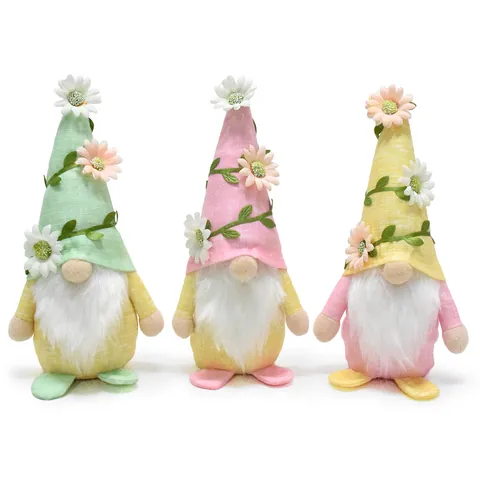 Pastoral Spring Summer Floral Gnome Plush Doll Handmade Daisy Faceless Rudolph Gnome Collection For Home Party Desktop Decor