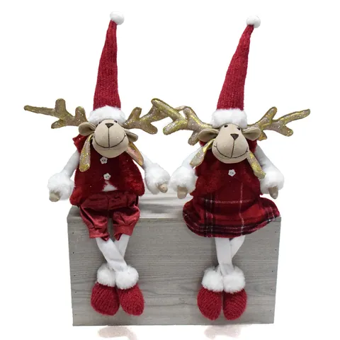 Handgefertigte Stoff Weihnachten Rentier Ornament Süße Plüsch Elch Figur Sitzende Rentier Puppe Feiertag Heimdekoration Geschenk