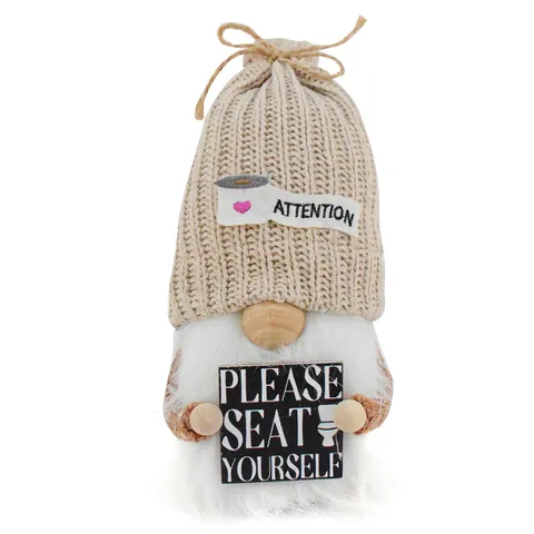 Lustige Gesichtlose Gnom Puppe Mit Holznase Strickmütze Plüsch Rudolf Ornament PLEASE SEAT YOURSELF Schilder Für Badezimmer