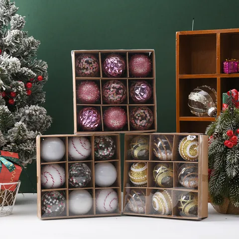 Christmas Balls Ornaments Set Plastic Painted Xmas Hanging Decorations For Holiday Scene Tree Home Decor Party Gifts