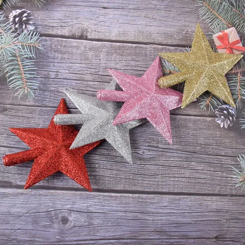 Weihnachtsbaumspitze Stern Dekoration Glitzernder Fünfzackiger Stern Ornament Für Feiertage Haus Party Dekor Kunststoff