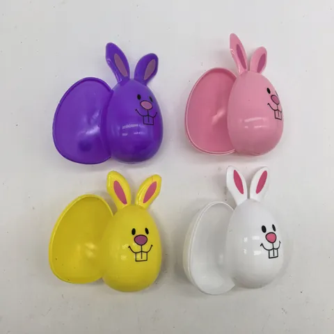 Easter Bunny Eggs Fillable Plastic Candy Boxes Rabbit Face Print Openable Egg Shell Gift Packaging For Party Decoration