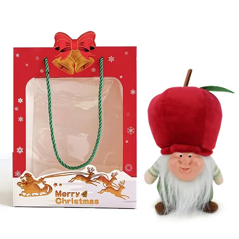 Christmas Apple Gnome Plush Toy With Gift Bag Lucky Apple Elf Doll Nordic Dwarf Figurine For Christmas Eve Party Gift Home Decor