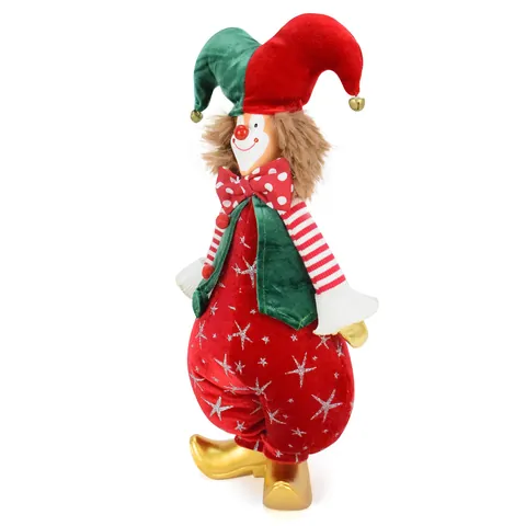 Handmade Christmas Circus Clown Doll Ornament Jester Hat With Bells Fabric Decorative Holiday Clown Figurine For Home Xmas Party Gift