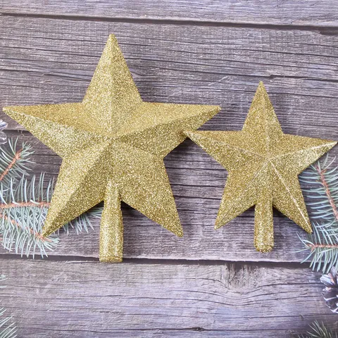 Weihnachtsbaumspitze Stern Dekoration Glitzernder Fünfzackiger Stern Ornament Für Feiertage Haus Party Dekor Kunststoff