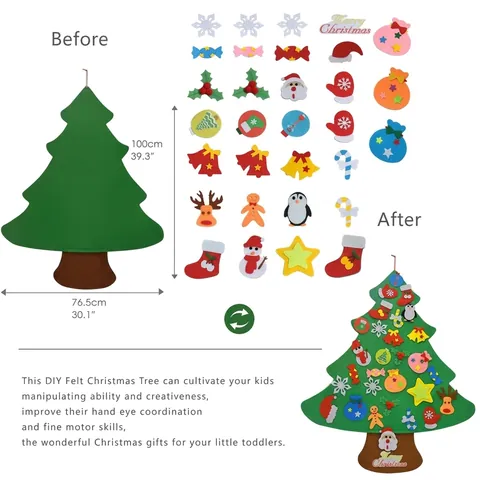 DIY Filz Weihnachtsbaum Set Für Kinder Mit Abnehmbarem Schmuck Wandbehang Weihnachten Deko Für Zuhause Party Geschenk