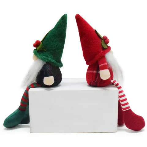 Christmas Faceless Gnome Plush Figurine Long Legged Rudolf Doll For Tabletop Xmas Decoration Home Ornaments