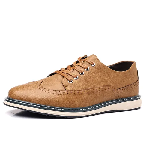 Herren Casual Brogue Lederschuhe Atmungsaktiv Weite Passform Britischer Stil Gentleman Halbschuhe Künstliches PU Oxford Schuhe