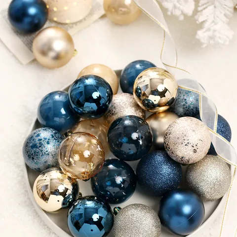 Juego de 12 Bolas de Navidad Pintadas de 6cm Plástico Purpurina Adornos Colgantes para Árbol de Navidad Fiesta Hogar