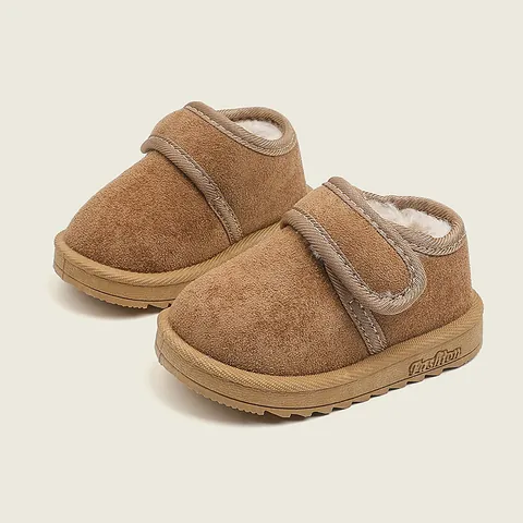 Infant Toddler Winter Snow Boots Cow Suede Warm Plus Velvet Thickened Anti Slip Soft Sole Outdoor Walking Shoes For Kids Boys Girls
