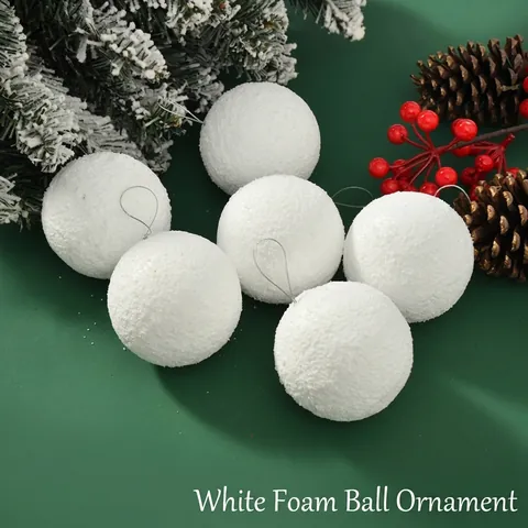 White Foam Christmas Snowball Hanging Ornaments Christmas Tree Decoration Artificial Snow Balls For Festival Wedding Party Shop Ceiling Decorative Supplies